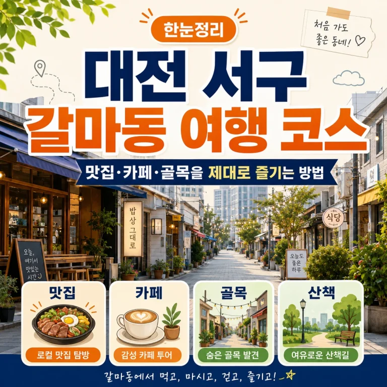 대전 서구 갈마동 여행 코스, 맛집·카페·골목을 제대로 즐기는 방법