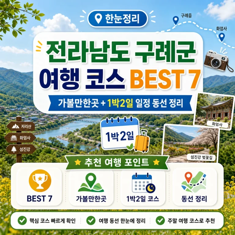 전라남도 구례군 여행 코스 BEST 7｜가볼만한곳 + 1박2일 일정 동선 정리