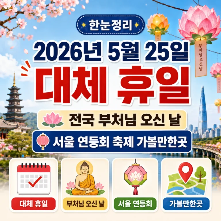 2026년 5월 25일 대체 휴일, 전국 부처님 오신 날, 서울 연등회 축제 가볼만한곳