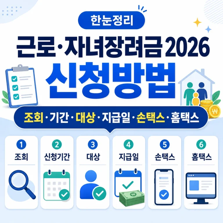 근로·자녀장려금 2026 신청방법, 조회·기간·대상·지급일·손택스·홈택스