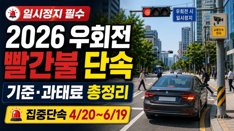 2026 우회전 빨간불 단속 기준, 카메라 과태료·벌금·일시정지 방법