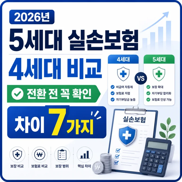 2026년 5세대 실손보험 4세대 비교, 전환 전 꼭 확인할 차이 7가지
