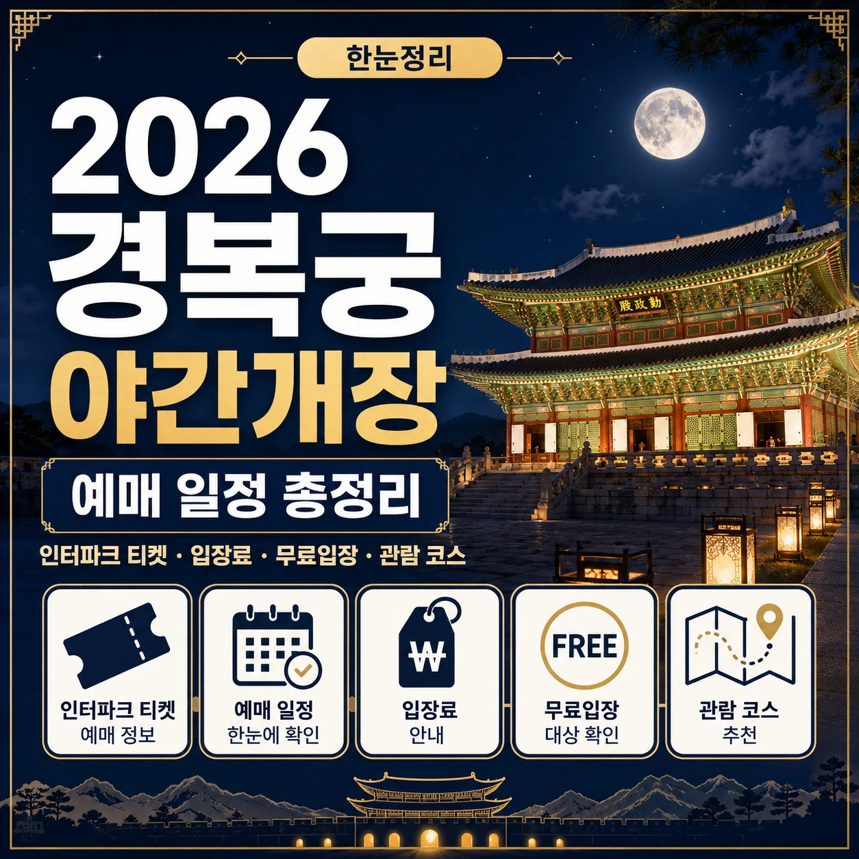 2026 경복궁 야간개장 예매 일정 총정리｜인터파크 티켓, 입장료, 무료입장, 관람 코스