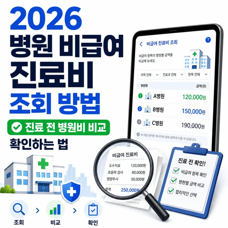 2026 병원 비급여 진료비 조회 방법, 진료 전 병원비 비교하고 확인하는 법