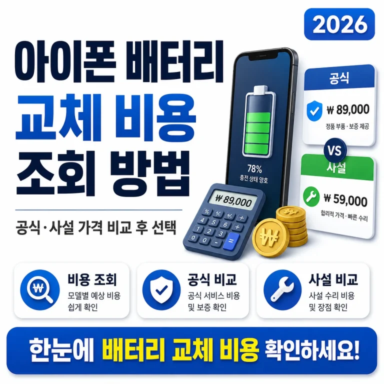 2026 아이폰 배터리 교체 비용 조회 방법, 공식·사설 가격 비교 후 선택