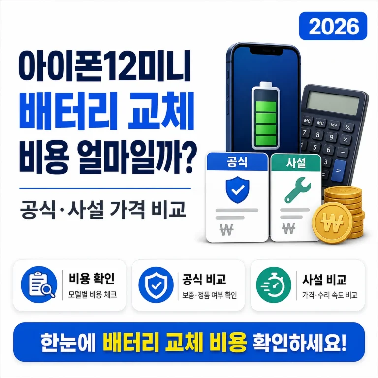 2026 아이폰12미니 배터리 교체 비용 얼마일까? 공식·사설 가격 비교