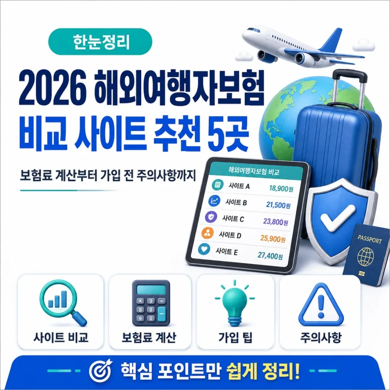 2026 해외여행자보험 비교 사이트 추천 5곳, 보험료 계산부터 가입 전 주의사항까지