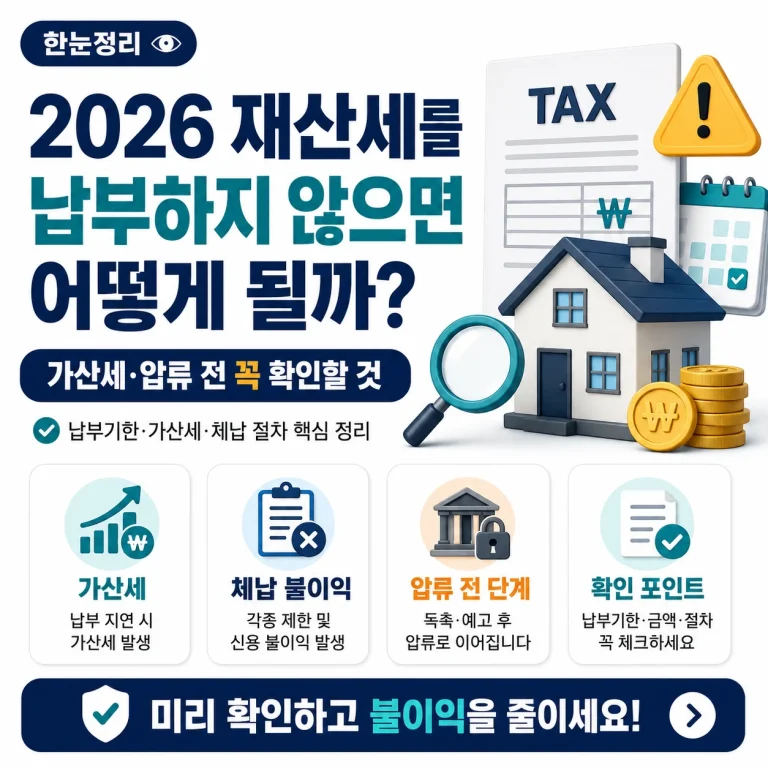 2026 재산세를 납부하지 않으면 어떻게 될까? 가산세·압류 전 꼭 확인할 것