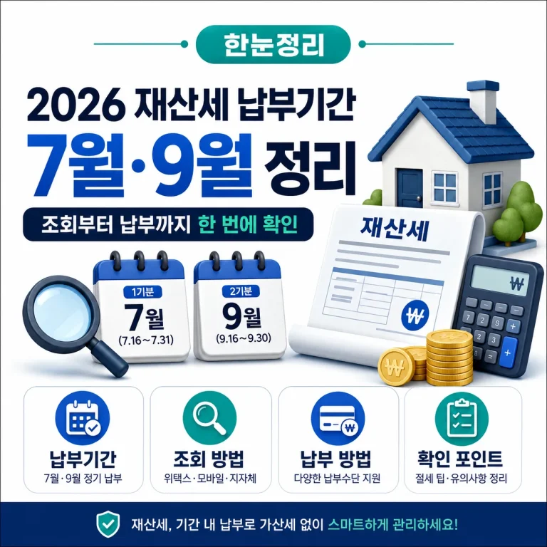 2026 재산세 납부기간 7월·9월 정리｜조회부터 납부까지 한 번에 확인