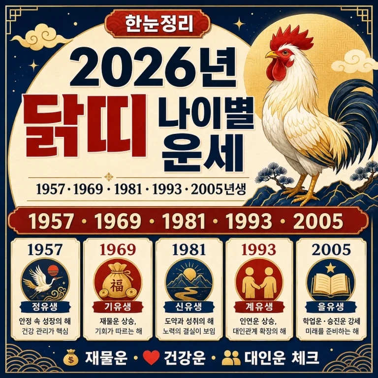 2026년 닭띠 나이별 운세｜1957·1969·1981·1993·2005년생