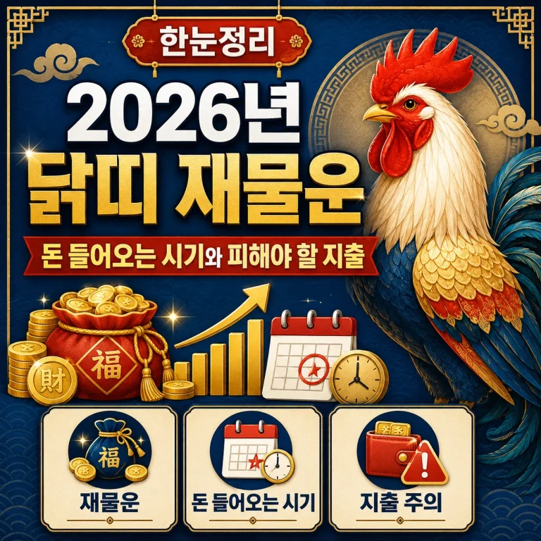 2026년 닭띠 재물운, 돈 들어오는 시기와 피해야 할 지출