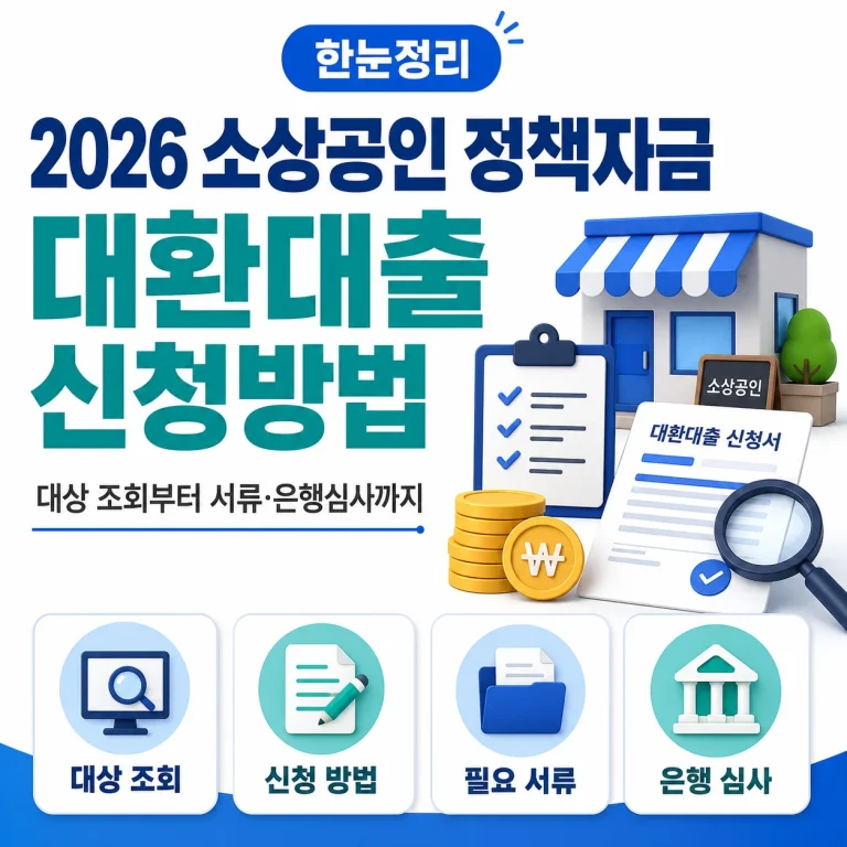 2026 소상공인 정책자금 대환대출 신청방법｜대상 조회부터 서류·은행심사까지