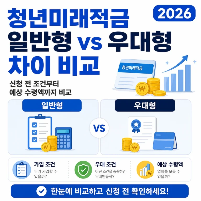 2026 청년미래적금 일반형 vs 우대형 차이, 신청 전 조건부터 예상 수령액까지 비교