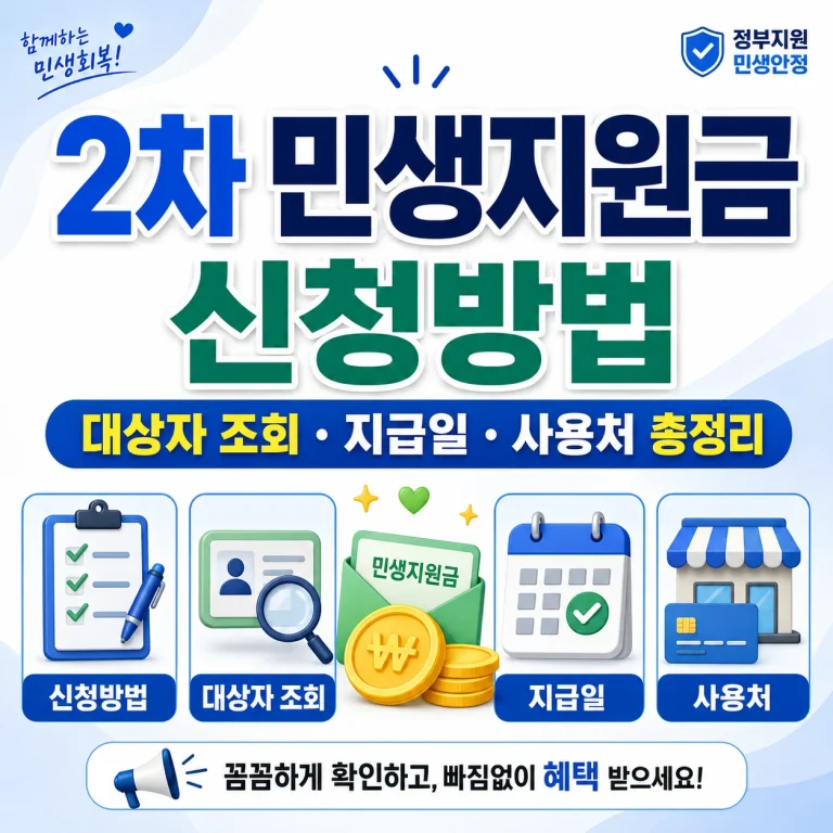 2차 민생지원금 신청방법 총정리｜대상자 조회·지급일·사용처