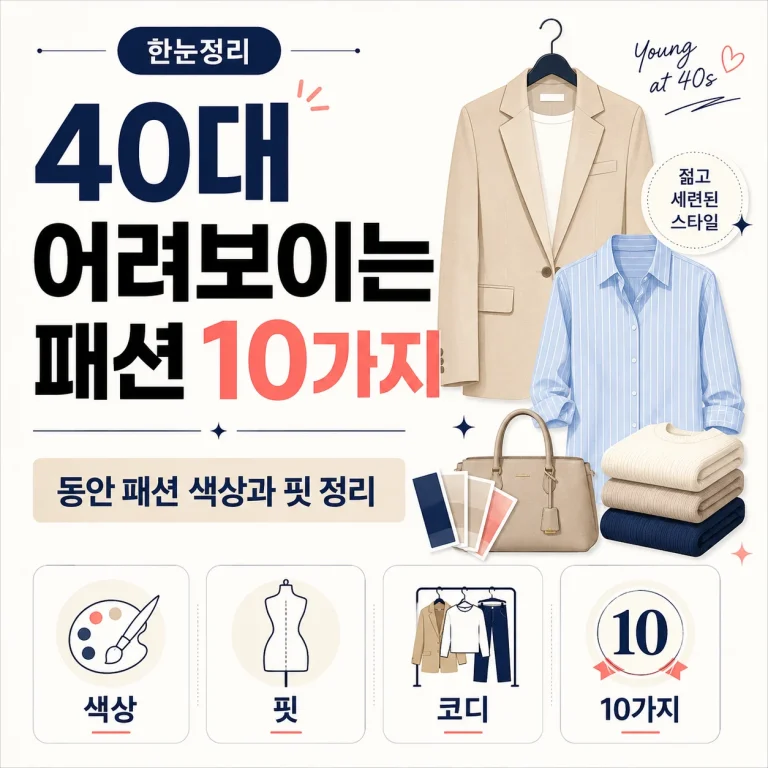 40대 어려보이는 패션 10가지, 동안 패션 색상과 핏 정리