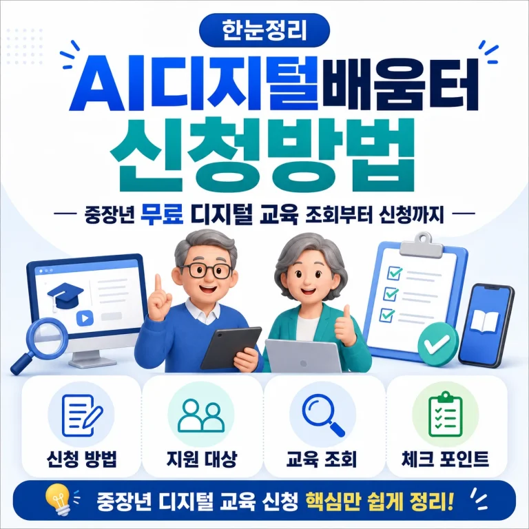 AI디지털배움터 신청방법｜중장년 무료 디지털 교육 조회부터 신청까지