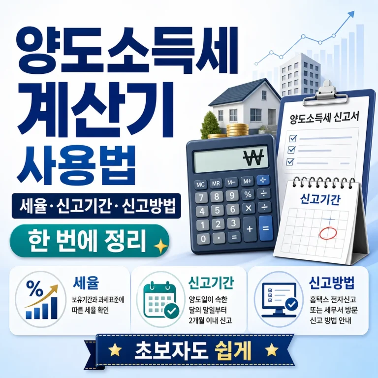 양도소득세 계산기 사용법, 세율·신고기간·신고방법 한 번에 정리