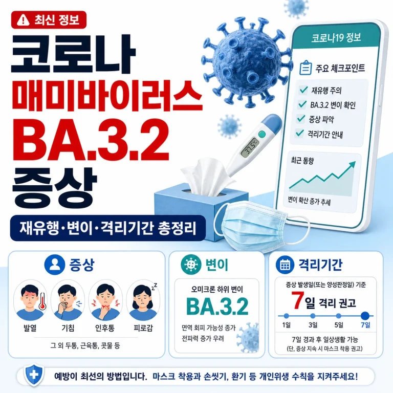 코로나 매미바이러스 BA.3.2 증상｜재유행·변이·격리기간 총정리