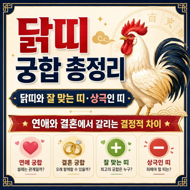 2026 닭띠 궁합 총정리｜닭띠와 잘 맞는 띠·상극인 띠, 연애와 결혼에서 갈리는 결정적 차이