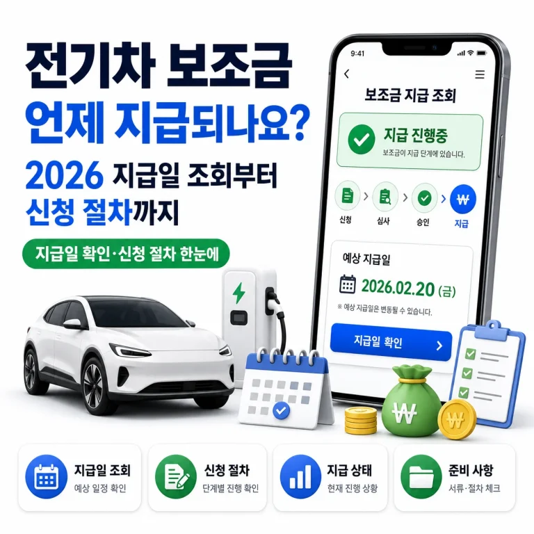 전기차 보조금 언제 지급되나요? 2026 지급일 조회부터 신청 절차까지