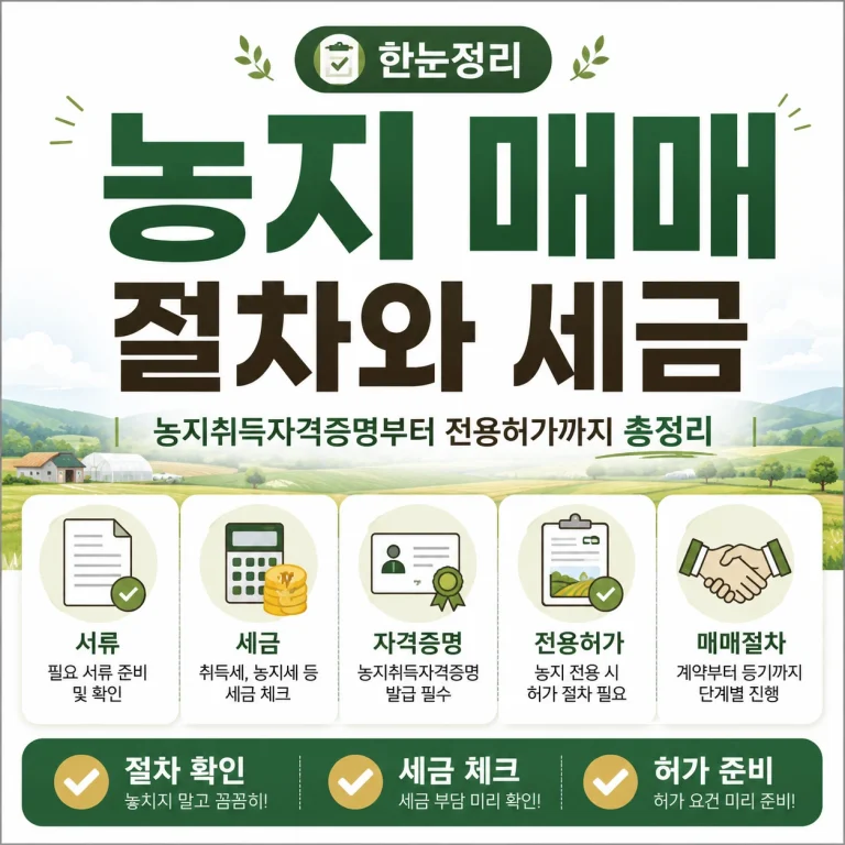 농지 매매 전 꼭 알아야 할 절차와 세금, 농지취득자격증명부터 전용허가까지