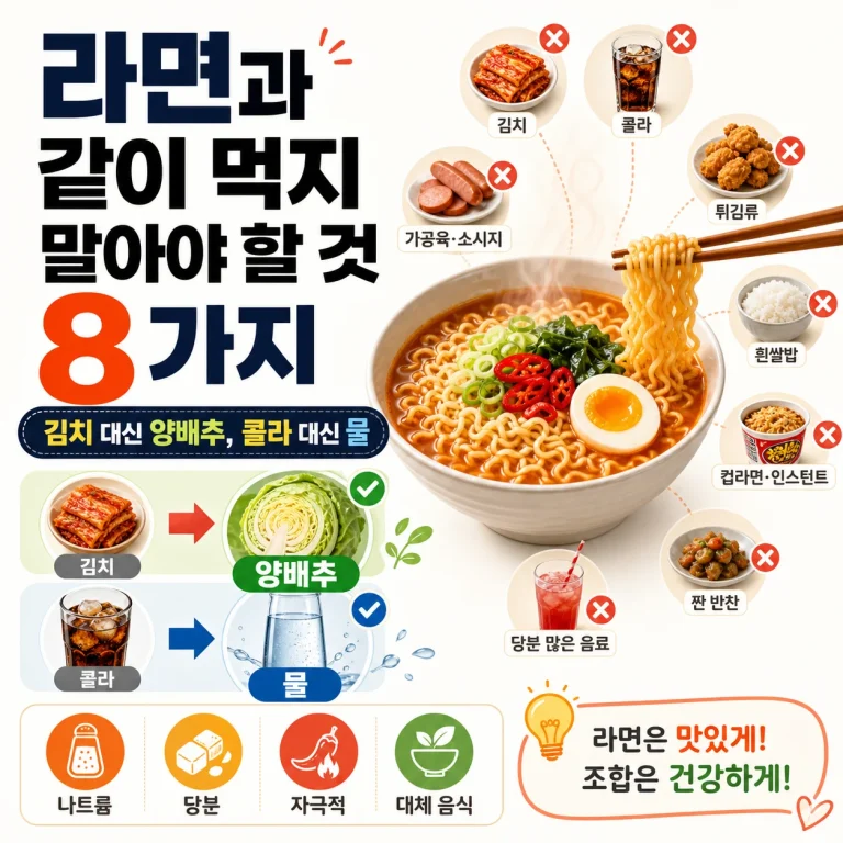 라면과 같이 먹지 말아야 할것 8가지, 김치 대신 양배추, 콜라 대신 물