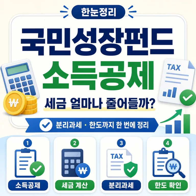 국민성장펀드 소득공제 얼마나 받을까? 세제혜택·분리과세·한도 정리