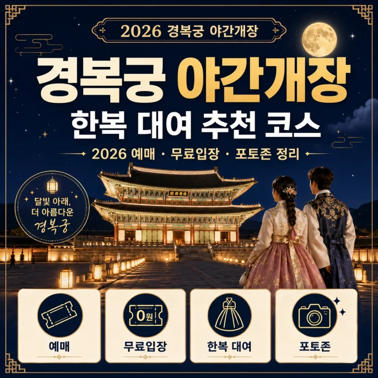 경복궁 야간개장 한복 대여 추천 코스｜2026 예매·무료입장·포토존 정리