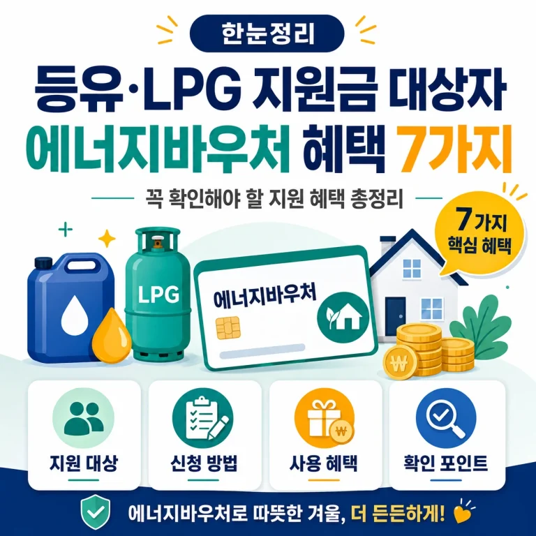 등유 LPG 지원금 대상자라면 꼭 확인할 에너지바우처 혜택 7가지