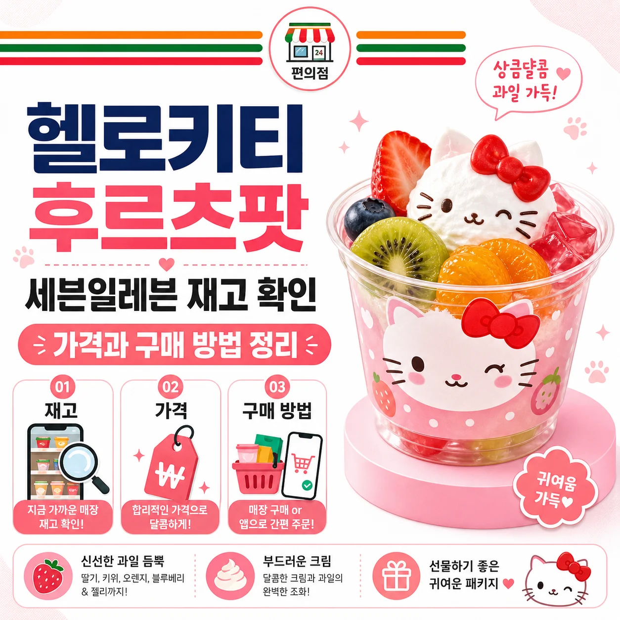 헬로키티 후르츠팟 세븐일레븐 재고 확인, 가격과 구매 방법 정리