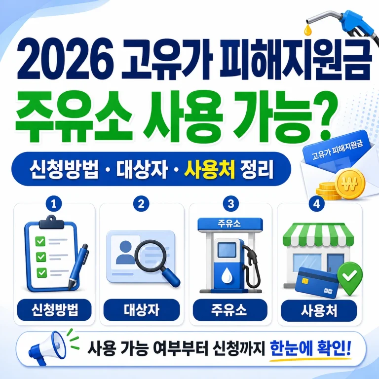 2026 고유가 피해지원금 주유소 사용 가능? 신청방법·대상자·사용처 정리