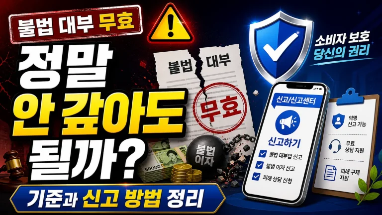 불법 대부 무효 뜻, 정말 안 갚아도 될까? 기준과 신고 방법 정리