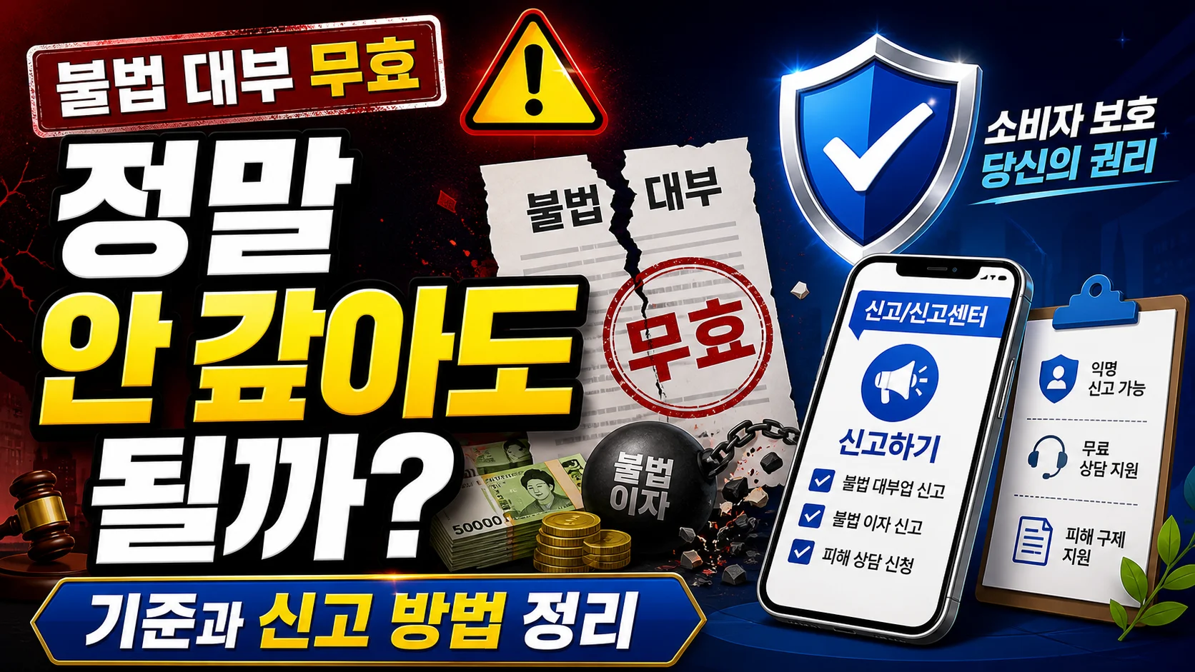 불법 대부 무효 뜻, 정말 안 갚아도 될까? 기준과 신고 방법 정리