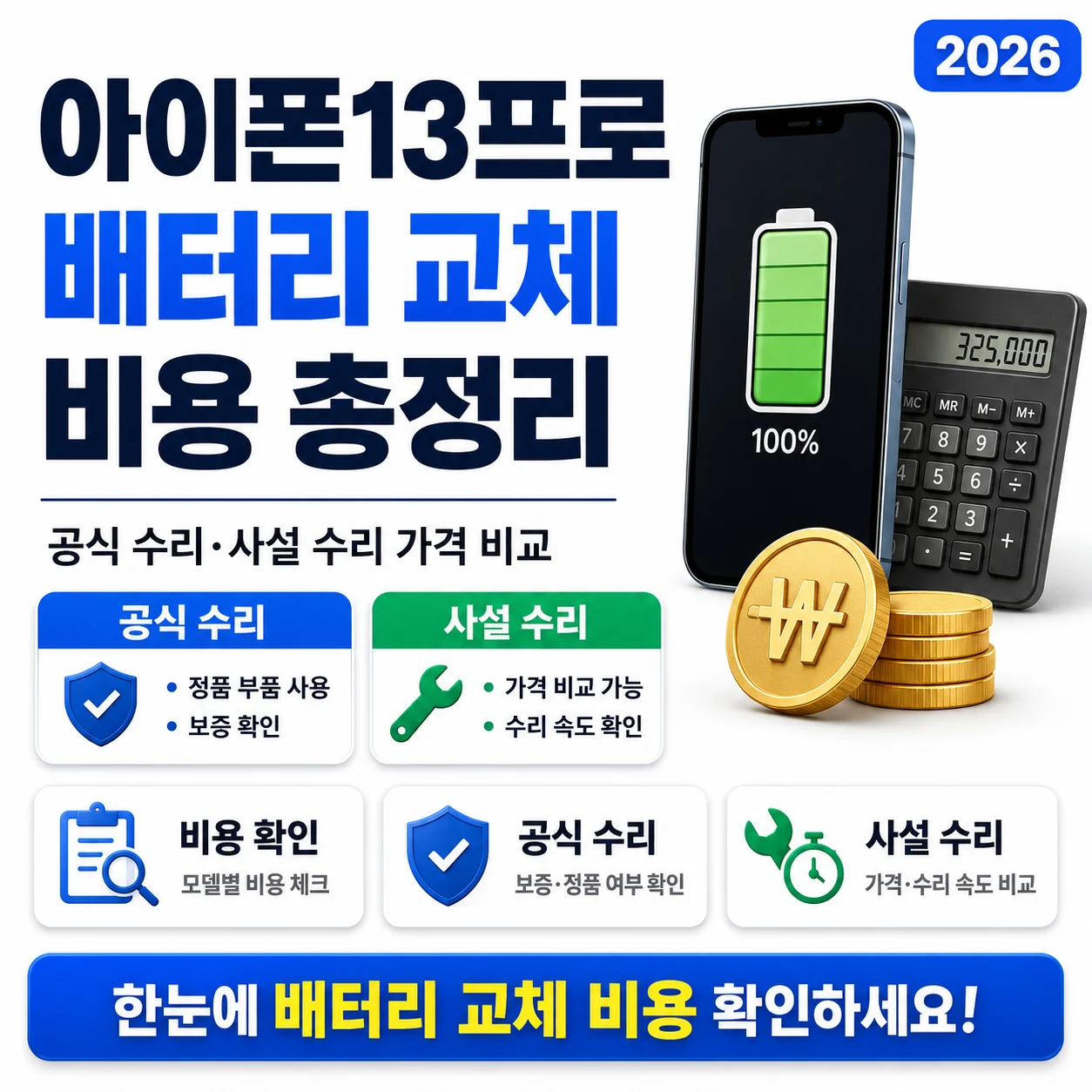 2026 아이폰13프로 배터리 교체 비용 총정리, 공식 수리와 사설 수리 가격 비교