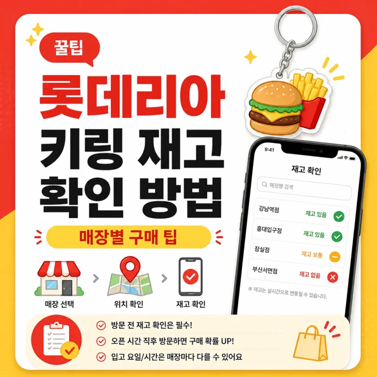 롯데리아 포켓몬 키링 재고 확인 방법과 매장별 구매 팁