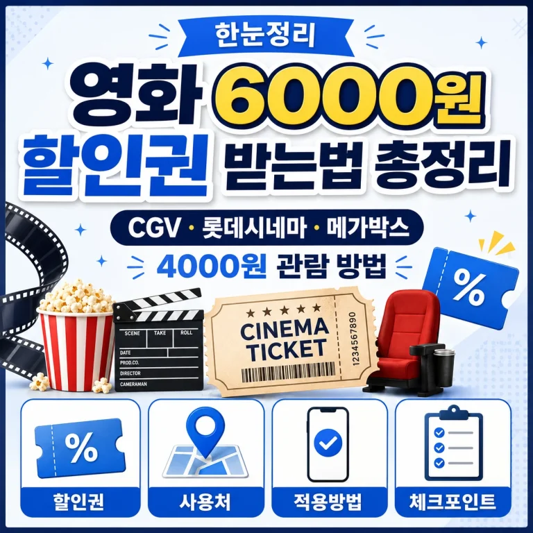 영화 6000원 할인권 받는법 총정리｜CGV·롯데시네마·메가박스 4000원 관람 방법