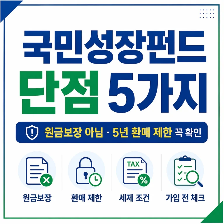 국민성장펀드 단점 5가지｜원금보장 아님·5년 환매 제한 꼭 확인하세요