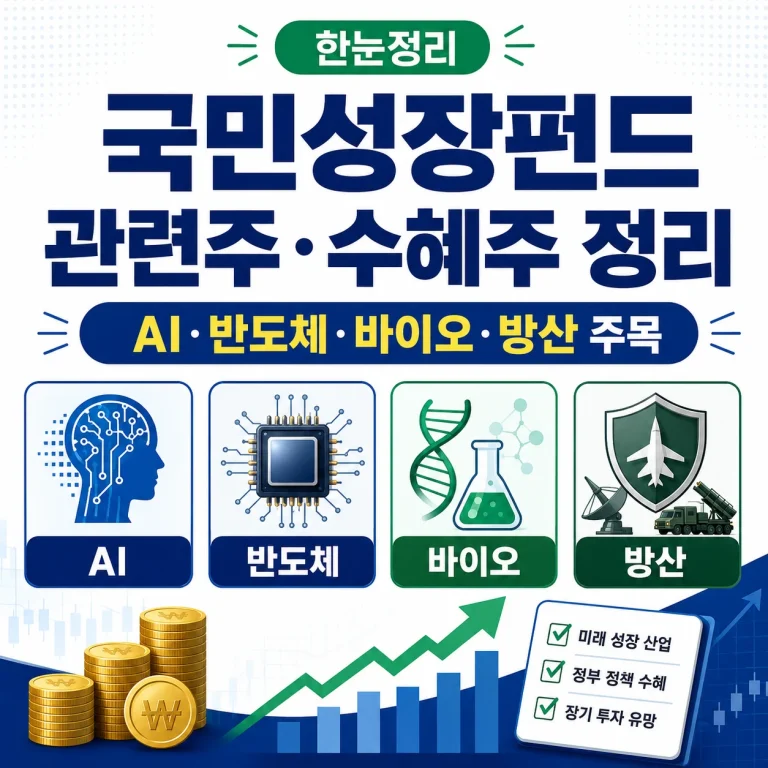 국민성장펀드 관련주·수혜주 정리｜AI·반도체·바이오·방산 주목