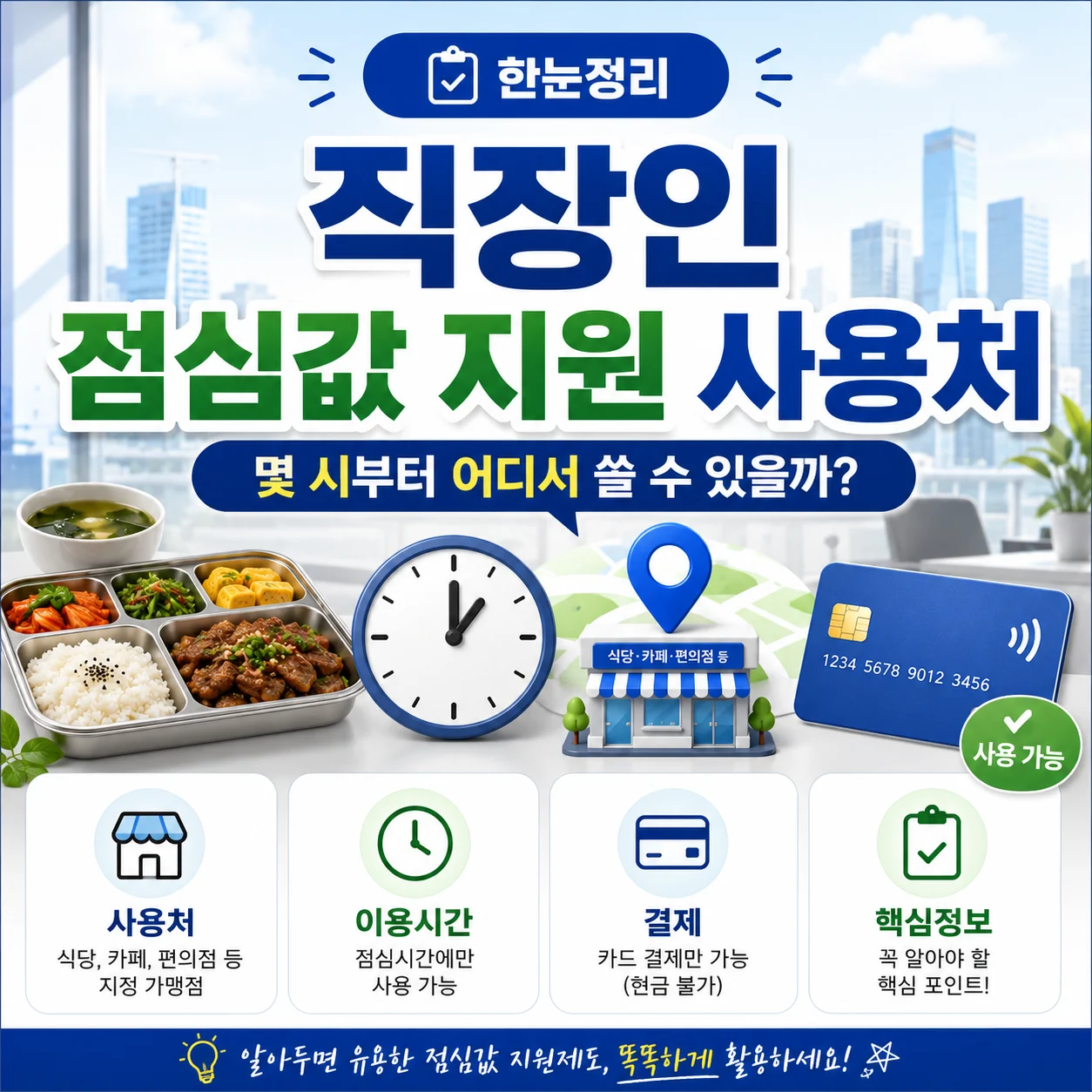 직장인 점심값 지원 사용처｜몇 시부터 어디서 쓸 수 있을까?