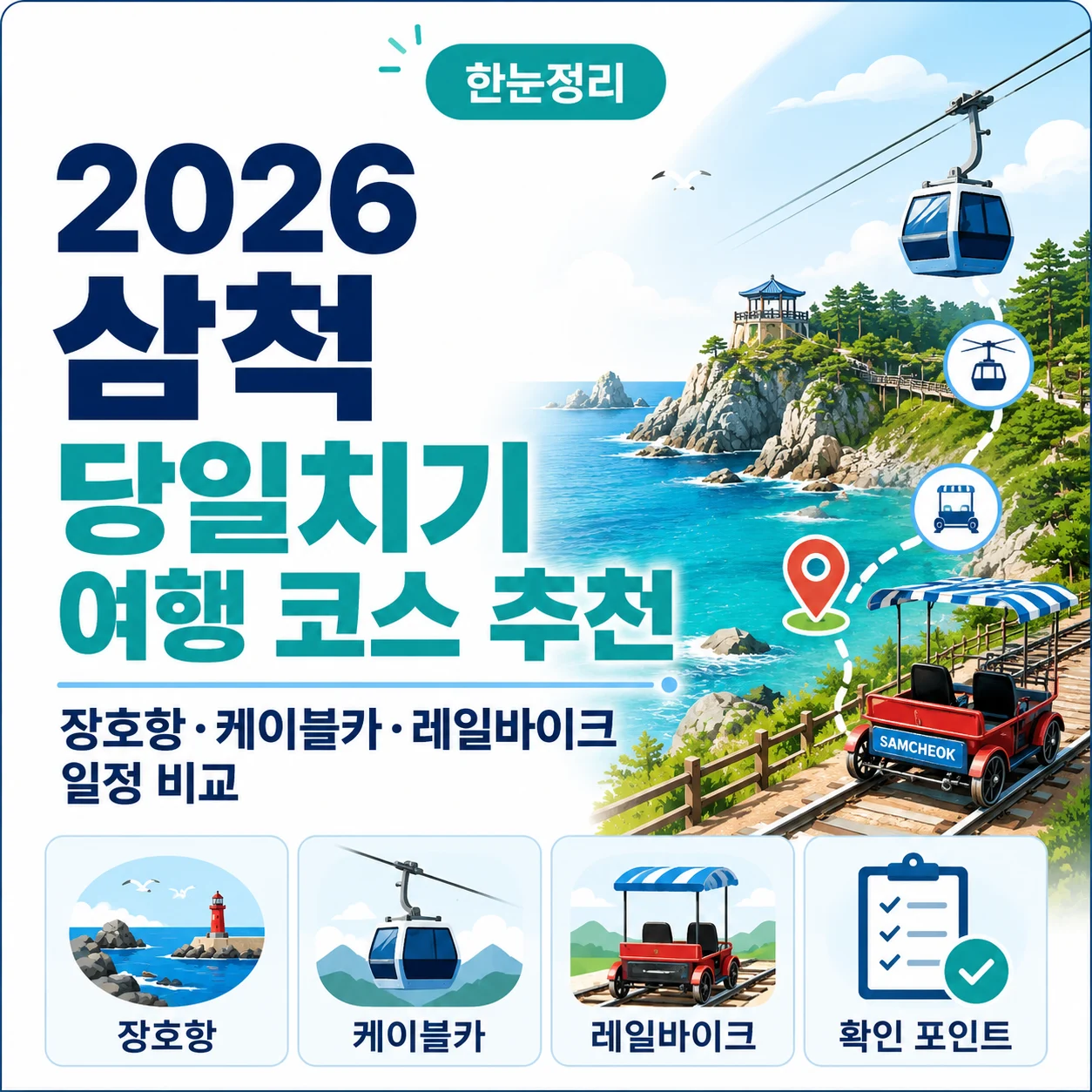 2026 삼척 당일치기 여행 코스 추천｜장호항·케이블카·레일바이크 일정 비교