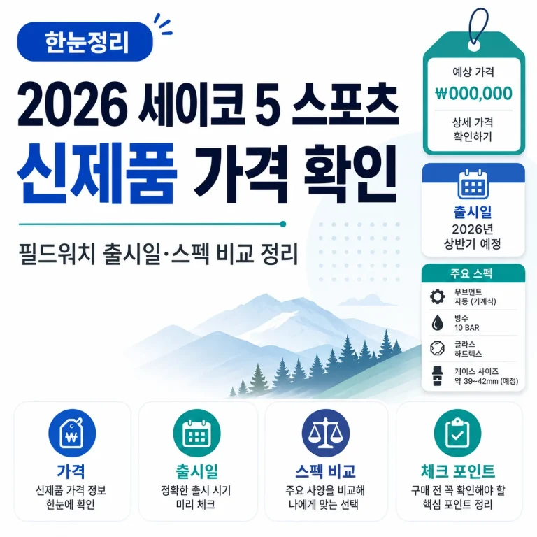 2026 세이코 5 스포츠 신제품 가격 확인｜필드워치 출시일·스펙 비교 정리