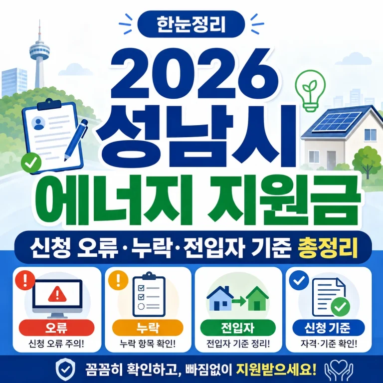2026 성남시 에너지 지원금 신청 오류·누락·전입자 기준 총정리