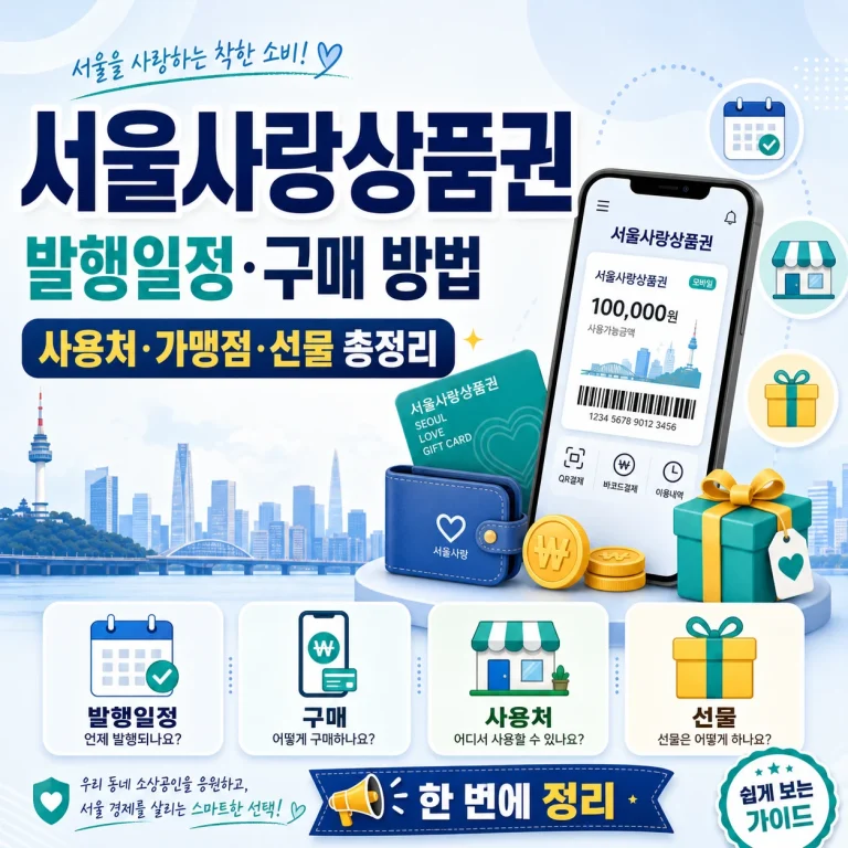 서울사랑상품권 발행일정과 구매 방법, 사용처·가맹점·선물 총정리