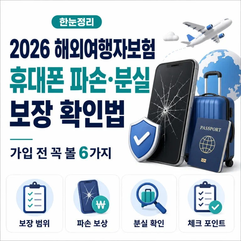 2026 해외여행자보험 휴대폰 파손·분실 보장 확인법, 가입 전 꼭 볼 6가지