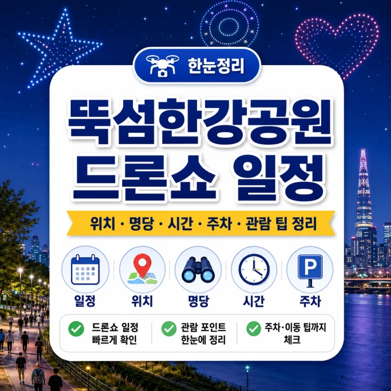 뚝섬한강공원 드론쇼 일정, 위치, 명당, 시간, 주차, 관람 팁 정리