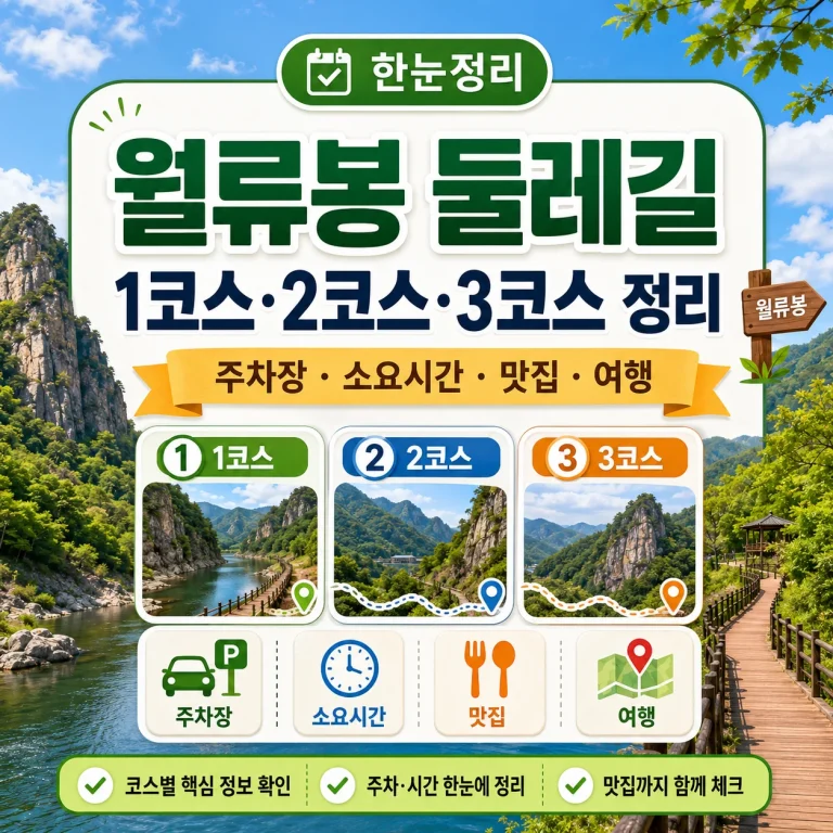 월류봉 둘레길 1코스·2코스·3코스 정리, 주차장·소요시간·맛집·여행